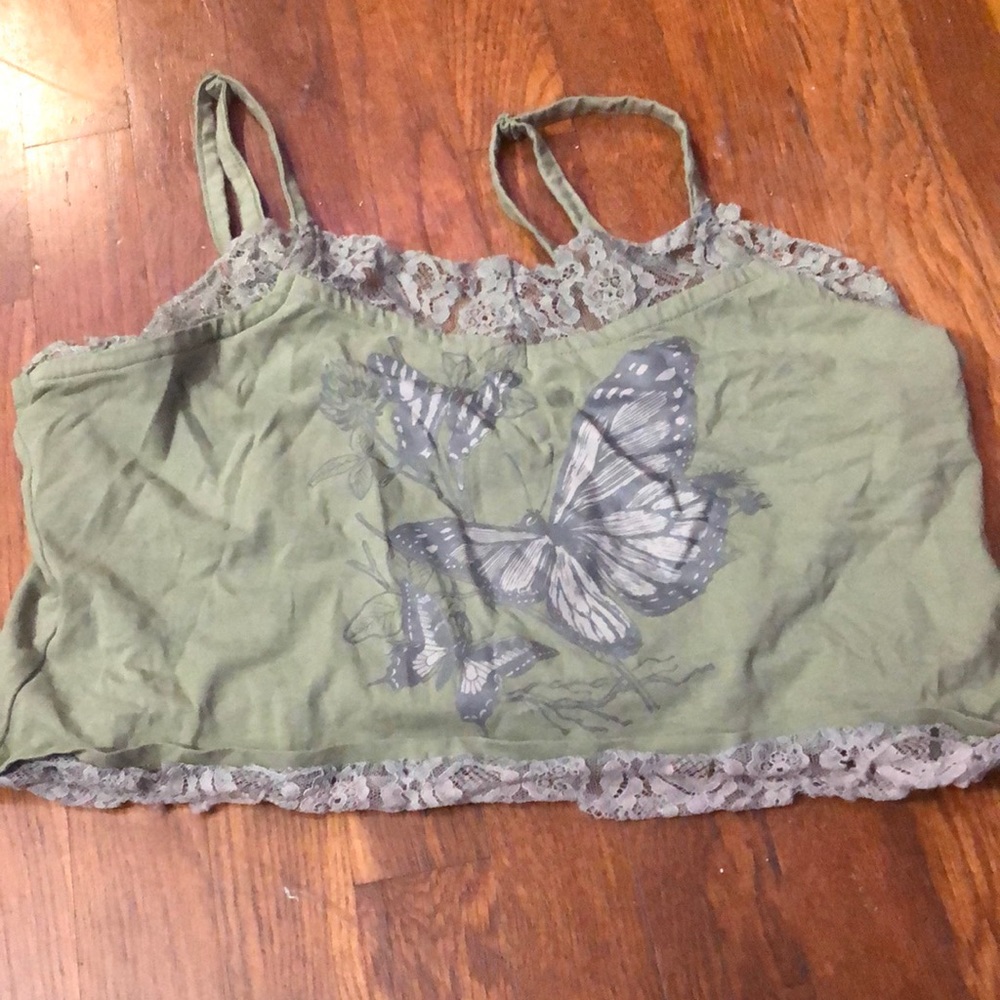 Green Lacey Butterfly Tank Top